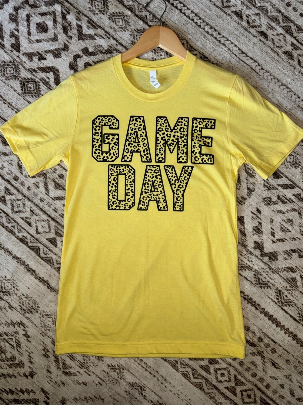Bella Canvas Yellow Tee with Leopard "GAME DAY" Print